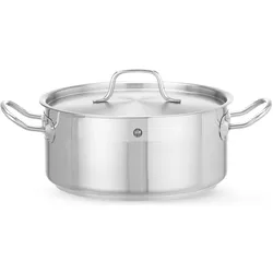 Hendi Kochtopf niedrig mit Deckel 4,8 l 240x105 mm EDS P, Pfanne + Kochtopf, Silber