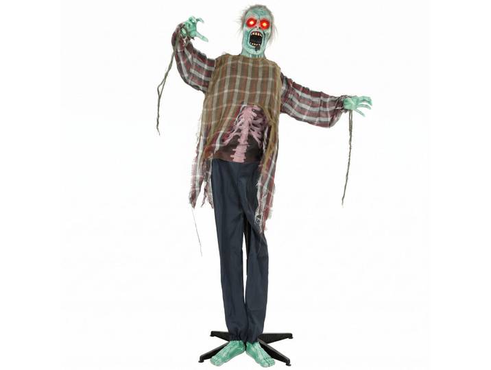 Homcom Animierter-Zombie Metall Polyesterfaser Rot, Kunststoff, 18x170x60 cm, Dekoration