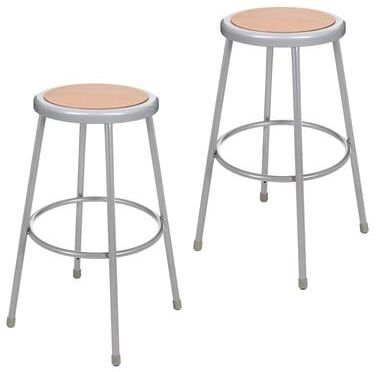 Hampden Furnishings (2 Pack) Flynn Collection Steel Frame Science Stool, Grey