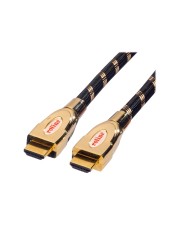 ROLINE Gold HDMI mit Ethernetkabel M bis M 3 m Doppelisolierung schwarz-gold 4K Unterstützung (11.04.5692)