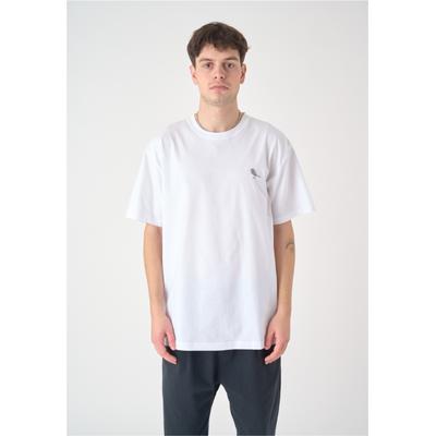 T-Shirt CLEPTOMANICX "Embroidery Gull Mono", Herren, Gr. S, weiß, 100% Baumwolle, bestickt, normal, Rundhals, Shirts T-Shirt, mit lockerem Schnitt