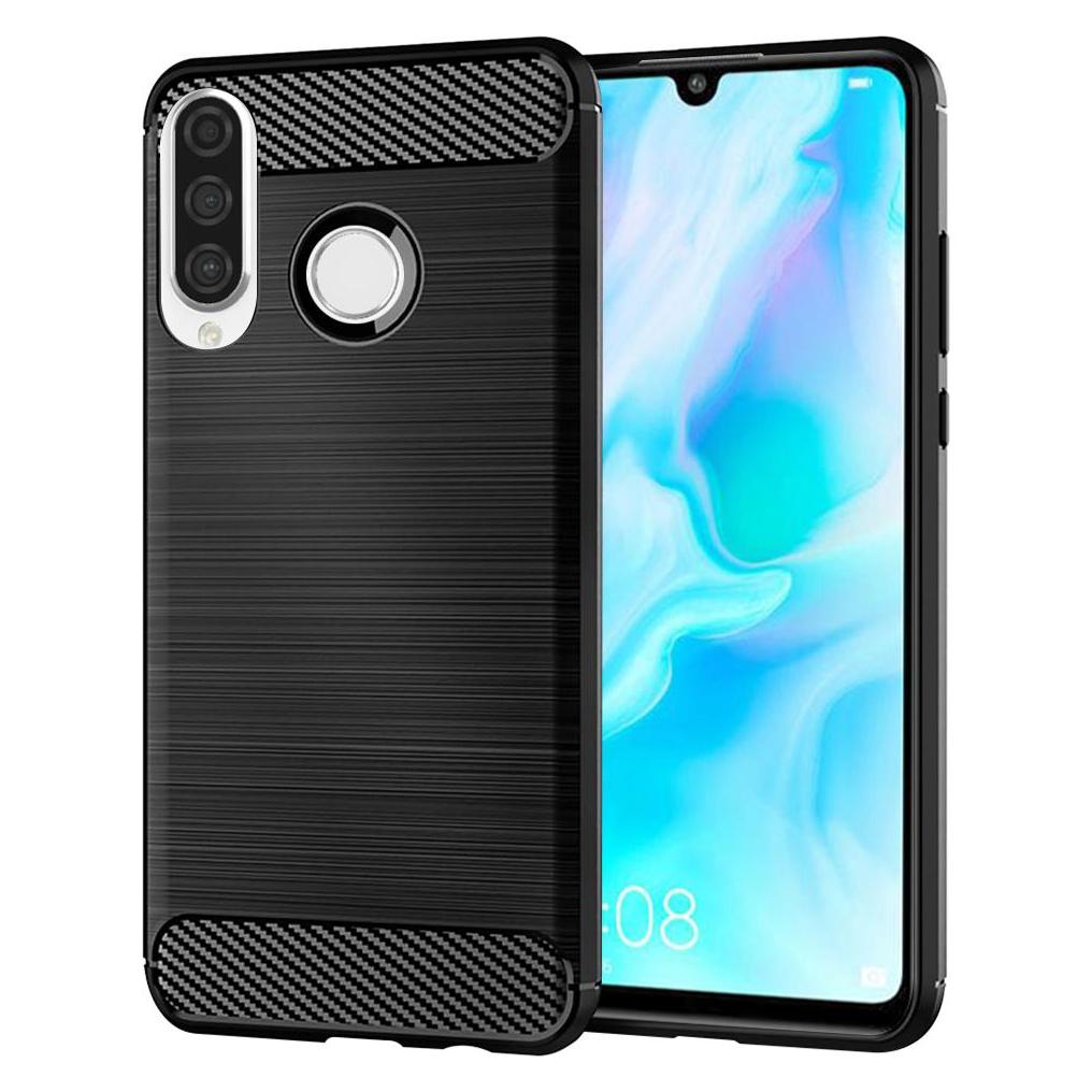Techsuit - Carbon Silicone - Huawei P30 lite / P30 lite New Edition - Black (Huawei P30 Lite, Huawei P30 Lite New Edition) (56336976)