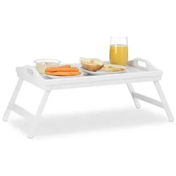 relaxdays Klappbares Betttablett Bambus weiß braun