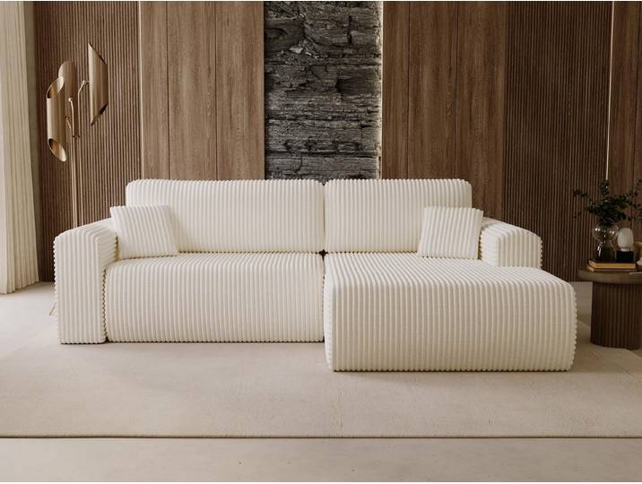 Compleo Ecksofa 257 cm breit,Ecksofa mit grobem Cordstoff, Modern und elegant, Modernes Wohnzimmer oder Jugendzimmer