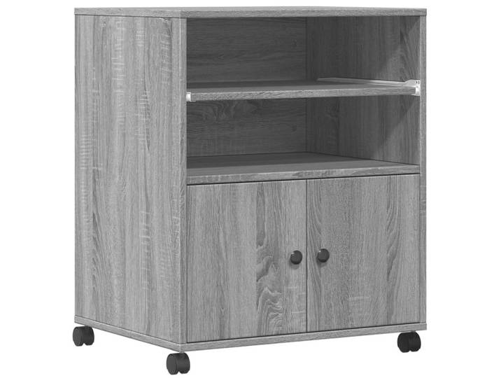 vidaXL Druckertisch Druckerständer mit Rollen Grau Sonoma 60x48x74 cm