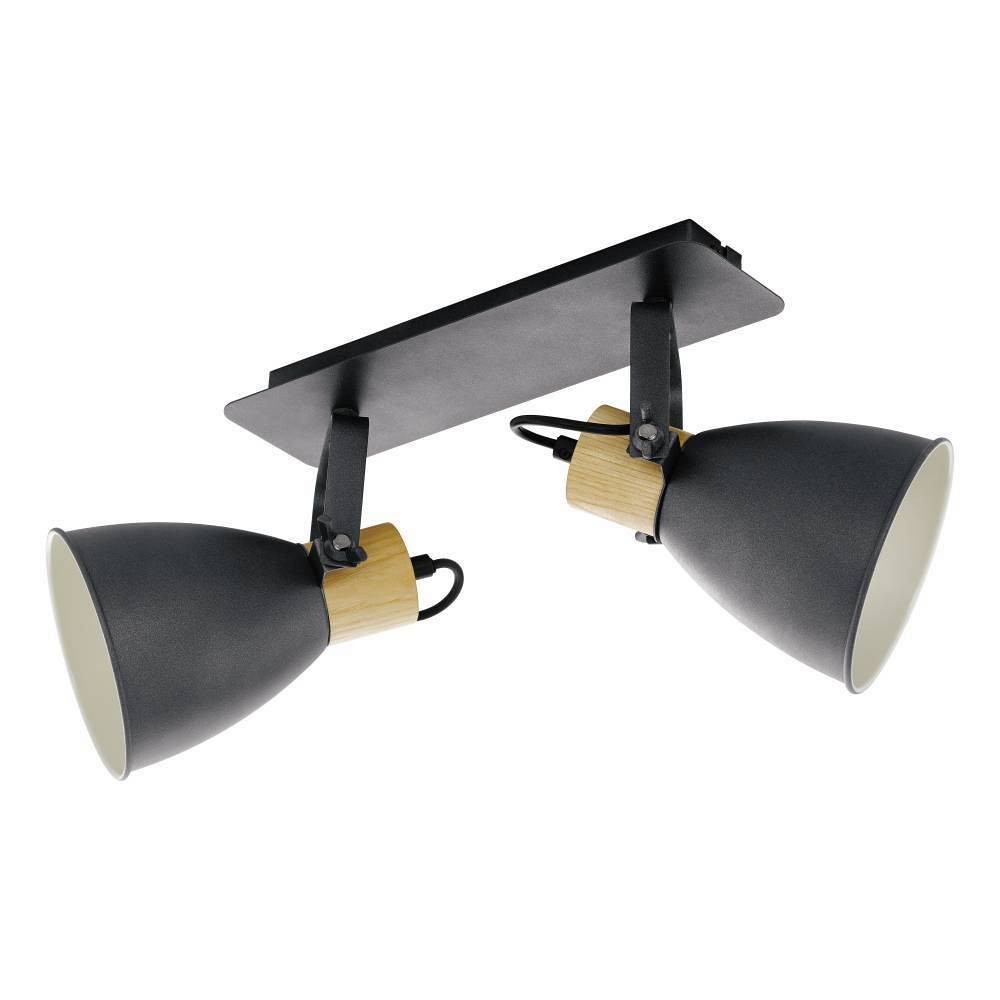 Eglo Plafondlamp Coswarth zwart en brons met houten details