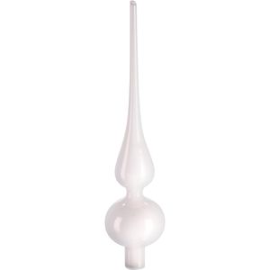 Inge-Glas Christbaumspitze Pure White matt oder glänzend, weiß, Traditionell, aus Glas, 6 x 26 cm