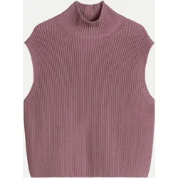 Ärmelloser Strickpullover Rosa S