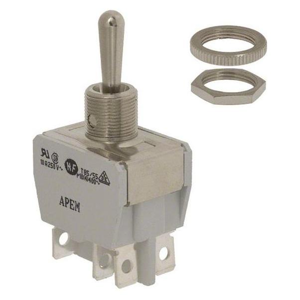 APEM switch toggle DP ON/OFF/ON 10A FASTON (647H/2)