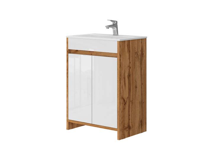 Vicco Waschbeckenunterschrank Lemgo, Goldkraft Eiche, 2-teilig, Eichefarben, Holzwerkstoff, nicht einzeln stellbar,Rechteckig, 60x80.4x39 cm, Badezimmer, Badmöbelsets & -serien, Badmöbelset