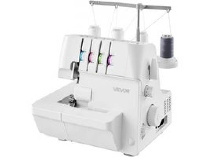 VEVOR Overlock-Nähmaschine, 1250 Stiche pro Minute, 2-3-4-Faden-fähig, einstellbarer Differentialtransport (0,7-2), mit Freiarm und LED-Beleuchtung, Nähmaschine für verschiedene Stoffe, Weiß