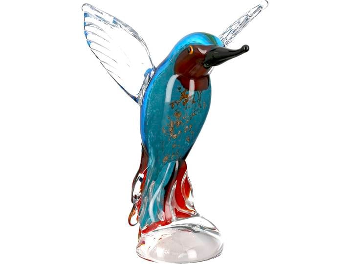 Wanddekoobjekt CASABLANCA BY GILDE Skulptur Eisvogel , blau, B:14cm H:22cm T:14cm, Glas, Wanddekoobjekte, Wanddekoobjekt