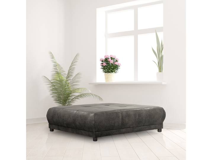Repose-pieds capitonné 125 x 39 x 125cm Noir Microfibre Goda: Anthracite