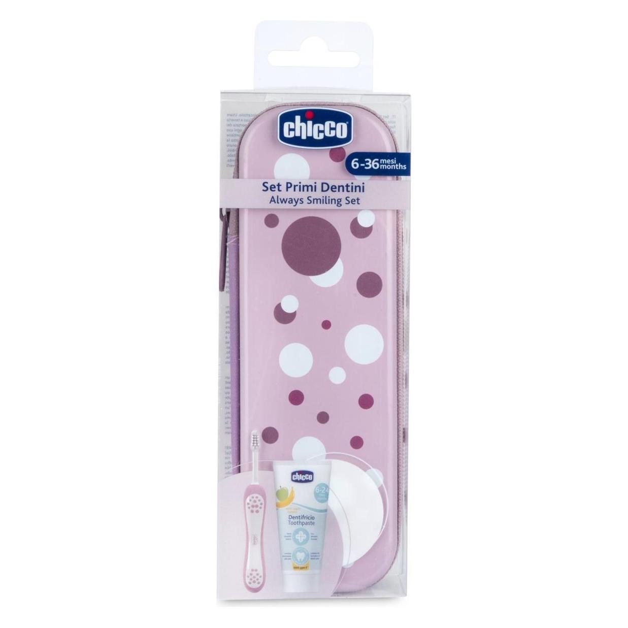 Chicco Oral Set PINK POIS, mit Fluorid - 6m+ (Extra weich, 1x) (00012098100000)