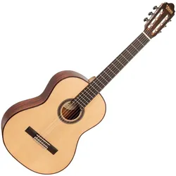 Valencia Klassieke Gitarre mit Massivholzdecke und Nylonsaiten (Konzertgitarre, Amara-Ebenholz Griffbrett, Mahagoni Hals, Mahagoni Korpusseiten und -boden, Massive Sitka-Fichten-Decke), Gitarre