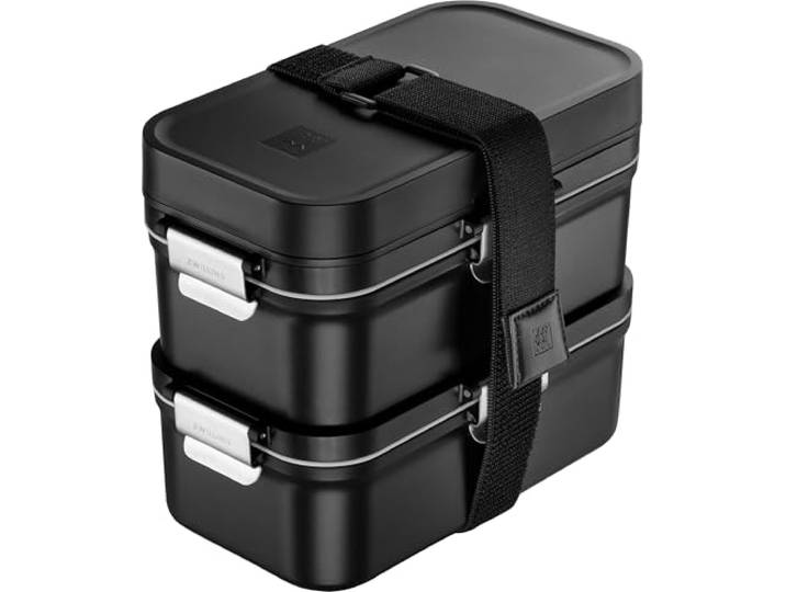 ZWILLING FRESH & SAVE Lunchbox to go inkl. Edelstahl-Besteck, bruchsicher, Vakuumfunktion, Schwarz