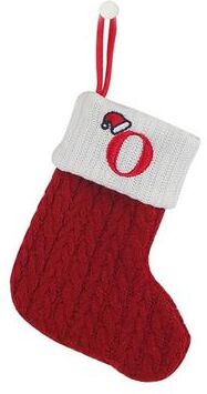 Inspired Living Cozy Knitted Mini Christmas Stocking With AZ Letter, Snowflake Design & Hanging Loop o