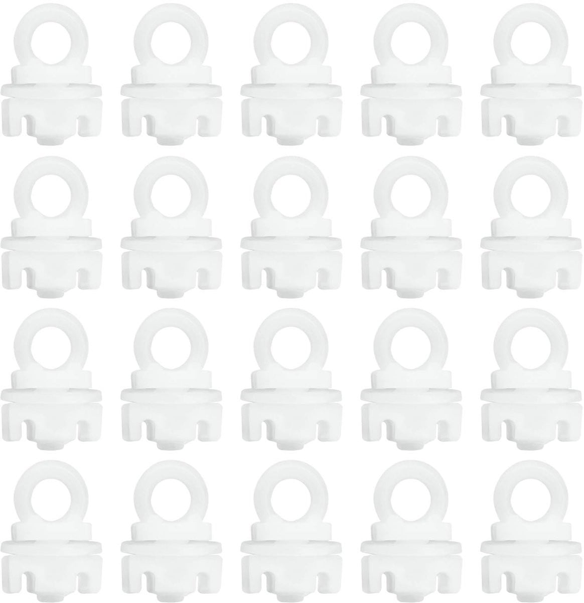20 stuks Witte kunststof gordijnhaken van 19mm