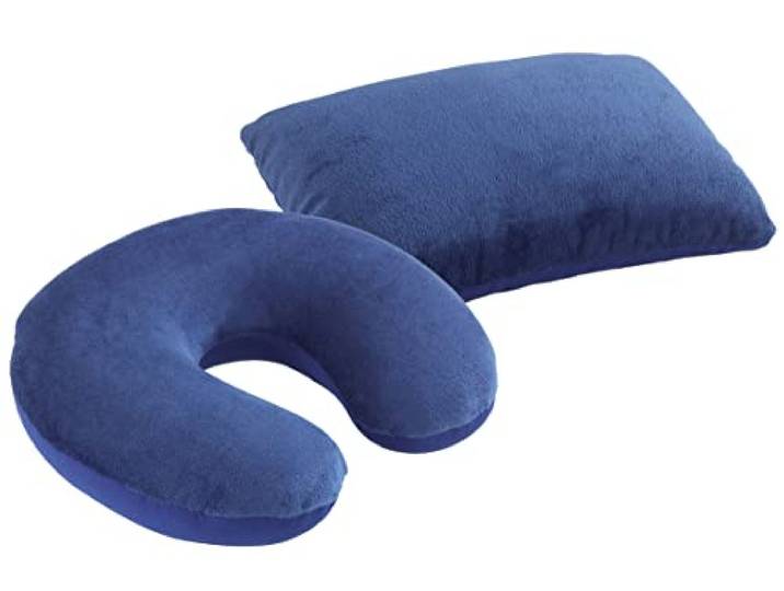 Maximex 2-in-1 Reisekissen mit Nackenstützkissen, kompaktes Reise-Kissen mit Nackenhörnchen für Unterwegs, gemütliches Kissen für Lange Autofahren, Camping und Urlaub