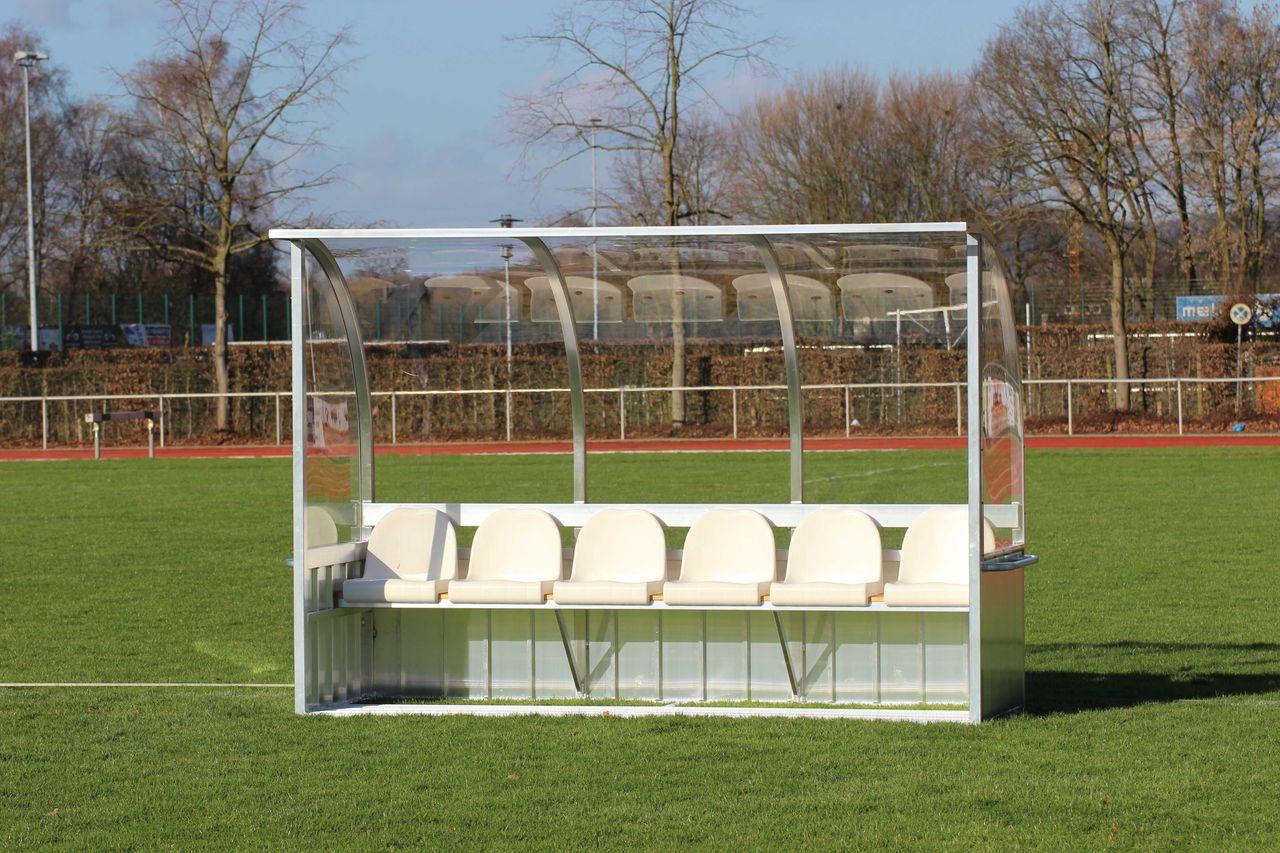 Spielerkabine Premium Plus 3 Meter Mit Sitzschalen blau