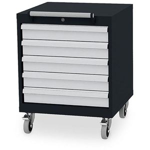 Simplaflex Werkzeugwagen CL6H060500M, leer, lichtgrau, 5 Schubladen