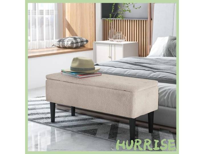 Cocosity Banc De Rangement Coffre De Rangement Pieds En Bois De Caoutchouc 95 X 38 X 45 Cm Beige