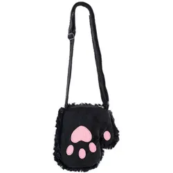 buttinette Tasche "Katzenpfote", schwarz/rosa