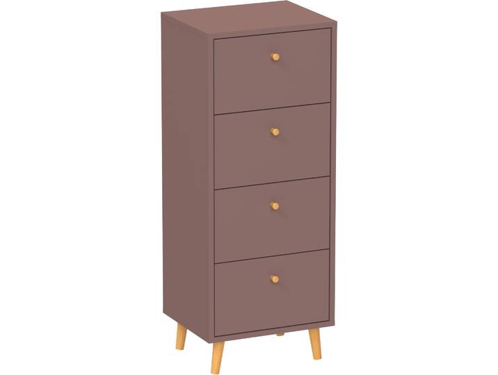 Kommode SCHILDMEYER Bjarne, modernes & zeitlose Farbe, Breite 40 cm, Made in Germany , braun (mauve), B:40,3cm H:101,3cm T:33cm, Holzwerkstoff, Sideboards, Kommode, Modernes & Zeitloses Design in Mauve, Made in Germany