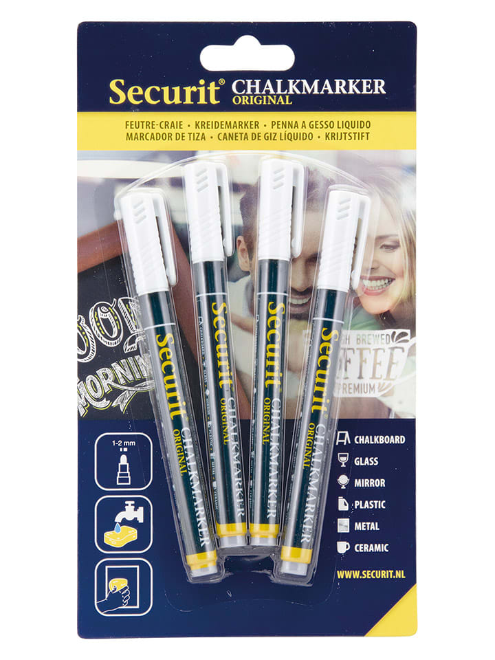 Flüssige Kreidemarker "Securit®" in Weiß - 4 Stück - onesize