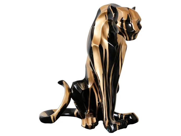 Skulptur Sitzender Panther Schwarz/Bronze image LAND