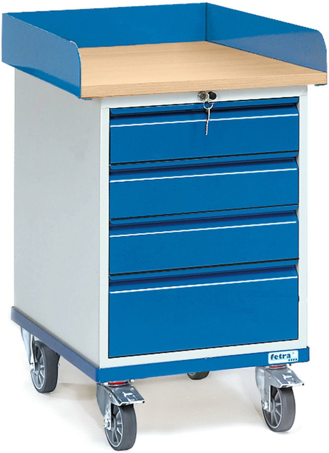 fetra Rollschrank mit Arbeitsplatte 2446 mit Umrandung und 4 Schubladen)