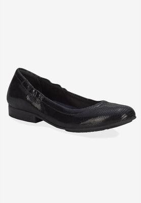 Extra Wide Width Women's Tess Flat by Ros Hommerson in Black Lizard Print (Size 10 WW)