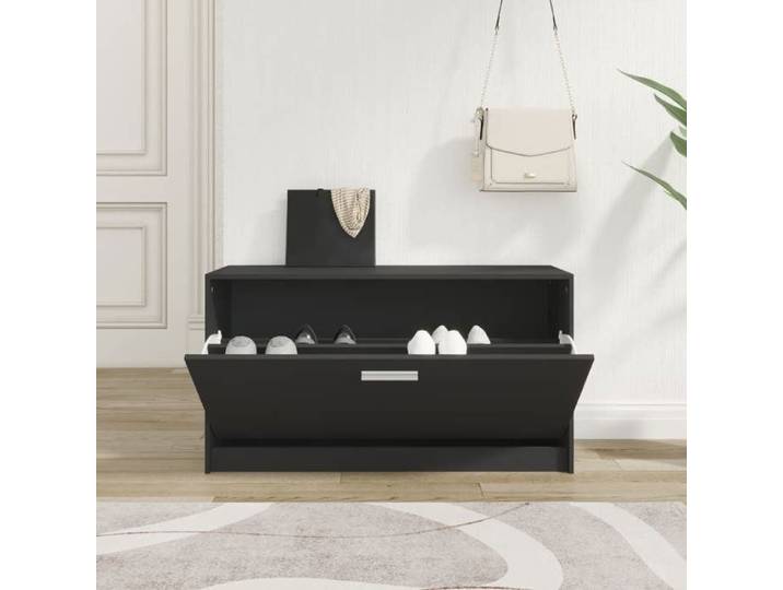 Clarence - TOP* Porte chaussures/ Banc à chaussures - Noir 80x24x45 cm - bois d'ingénierie EU2396