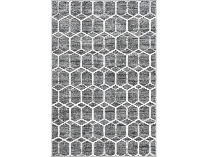 Teppich Titan Trellis, LAGERRÄUMUNG , grau (grau, elfenbeinfarben), B:183cm H:13mm L:274cm, Polypropylen (PP), MYFLAIR MÖBEL & ACCESSOIRES, Teppiche, Teppich, Kurzflor, gewebt, modernes geometrisches Design