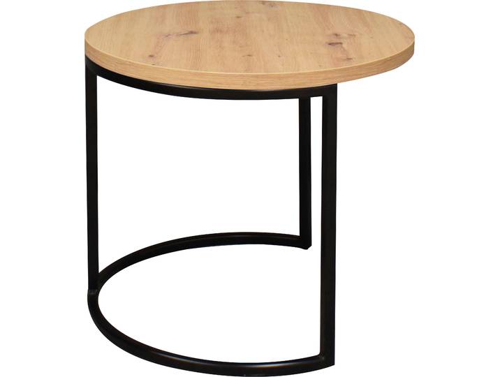 Couchtisch MÄUSBACHER Couchtisch rund , braun (schwarz, asteiche), H:50,5cm, Tische, Couchtisch, Couchtisch rund Durchmesser 60cm, Metallgestell