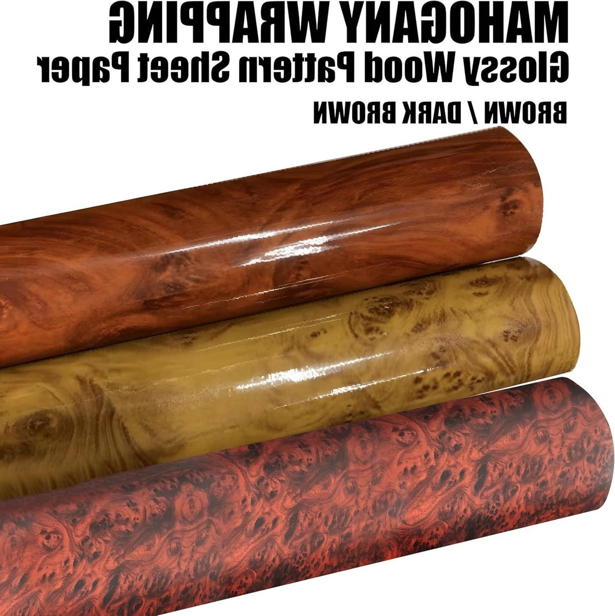 Mahonie Vinyl Wrap Zelfklevende Film voor Interieur Decoratie Glanzende Houtnerf Donkerbruin 305 x 152 cm