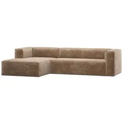 Ecksofa Bean - Chenille-Samt Taupe, Links