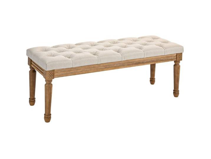 WOVREO Banquette rembourrée 120 x 41 x 48 cm banc de lit capitonné style français polyester crème