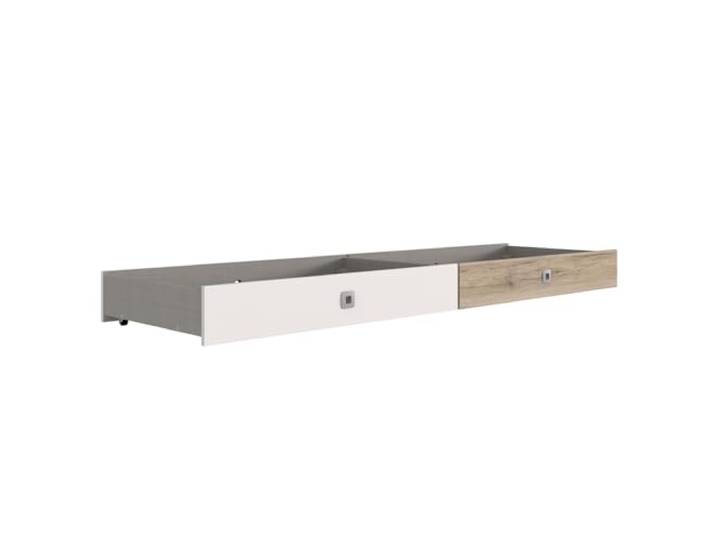 Lomadox Jugendzimmer, Teenagerzimmer, Bettschubkasten, Bettschubladen, Strauraumfläche 2-teilig in Eiche Nb. und weiß, B/H/T: ca. 100/16/60 cm
