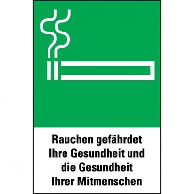 Aufkleber I Hinweisschild Rauchen erlaubt, grün/schwarz, Folie, selbstklebend, 100x153mm, 3/VE