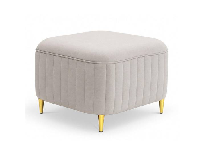 Sepro Meble Pouf Beige Loren Mit Goldenen Beinen Stoff Castel, 60x41x60 cm, Wohnzimmer, Sessel, Hocker & Hockerbänke, Poufs