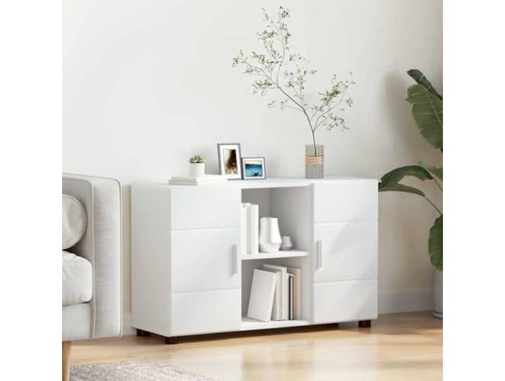 Sideboard FLORIN 88,5 x 30,5 x 55,5 cm Weiß Holzwerkstoff Schrank Modernes Design, robustes Material, vielseitig nutzbar, pflegeleichte Oberfläche, rechteckige Form