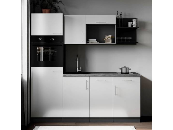 Autarke Singleküche Oliver ohne Mikro 205cm Weiß/Weiß