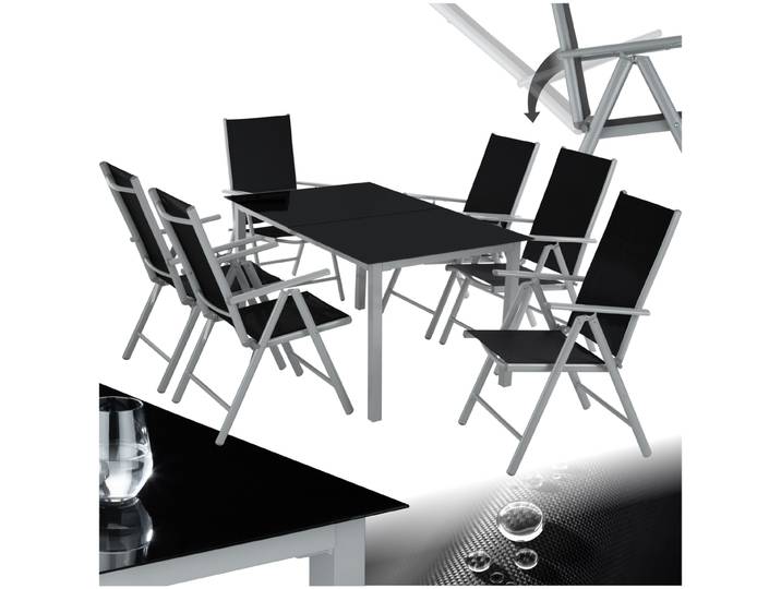Ensemble de sièges en aluminium 6+1 - argent