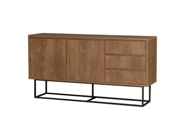 Console effet bois beige, noir 140x36 h72 cm