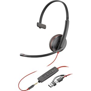 Poly Headset Blackwire 3215 Mono, 3,5mm Klinke, USB-C, On-Ear