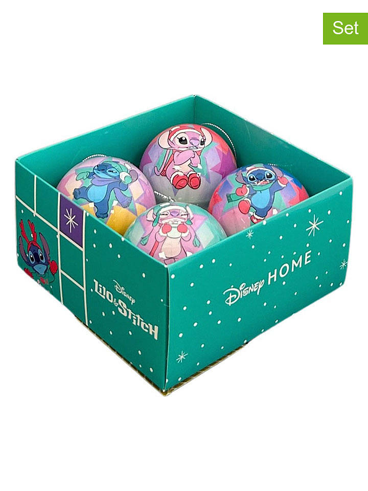 Christmas Inspirations 4er-Set: Christbaumkugeln "Stitch" in Bunt - Ø 7,5 cm - onesize