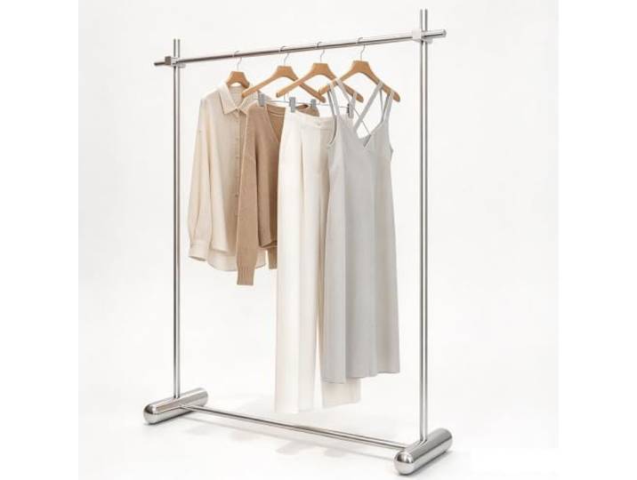 Silberner Garderobe Aus Edelstahl, Robuster Kleiderständer, Last 380 Lbs Garderobenständer Mit Einer Stange Für Kleiderschrank, Schlafzimmer, Waschküche(150X40X160CM)