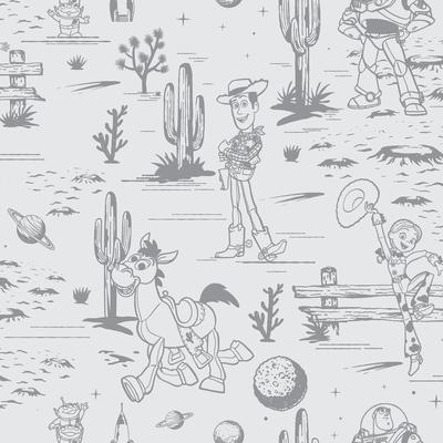 RoomMates Disney Toy Story Toile Grey Peel and Stick Wallpaper