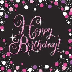 Geburtstag glitzer pink schwarz 16 Servietten